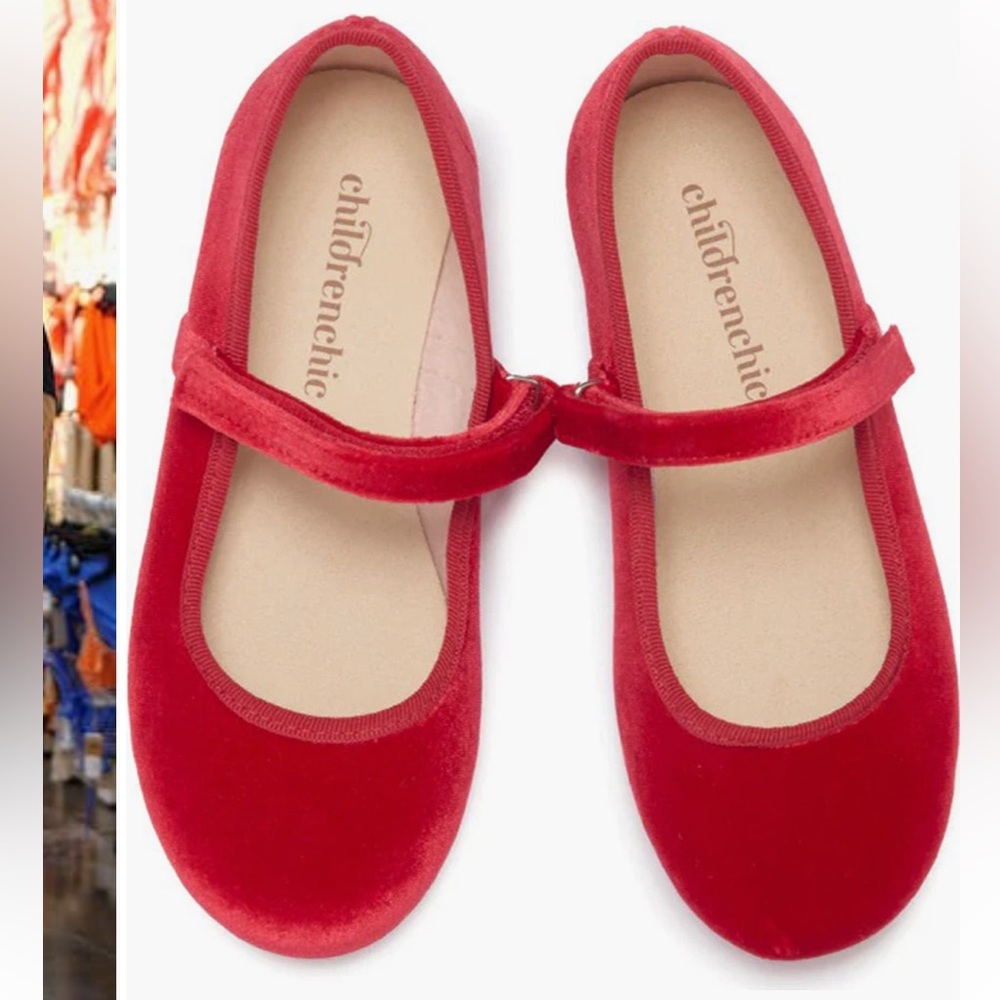 ChildrenChic Red Velvet Mary Jane Flats size 31